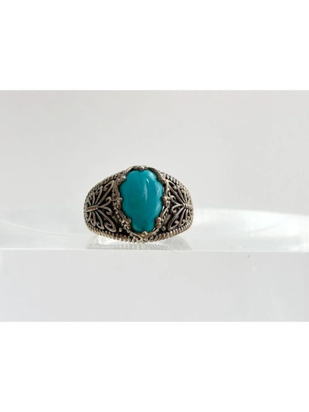 Sleeping Beauty Turquoise Butterfly Sterling Silver 925 Vintage Ring - sz 9